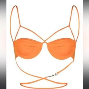 Jacquemus Orange Signat bikini top Retails 233 New Size XS